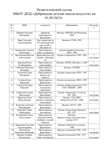 Педагогический состав - Добрянская детская школа искусств