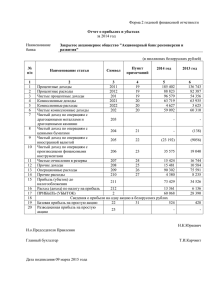 Отчет о прибыли и убытках на 1 января 2015 года