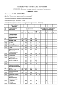 УЧЕБНЫЙ ПЛАН Направление 38.03.01 ЭКОНОМИКА Профиль