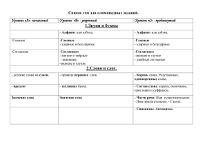 Список тем для олимпиадных заданий. Начальная