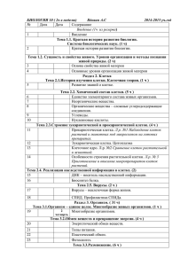 БИОЛОГИЯ 10 ( 2ч в неделю) Вдовин А.С 2014