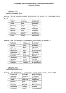 Расписание на предзащиты бакалавров 4 курса 23 и 24 апреля