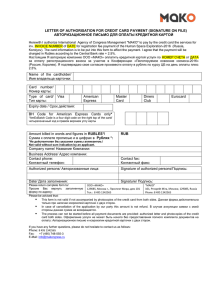 LETTER OF AUTHORISATION FOR CREDIT CARD PAYMENT