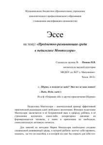 Предметно-развивающая среда в педагогике Монтессори