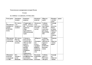 Тематическое планирование истории России 8 класс по