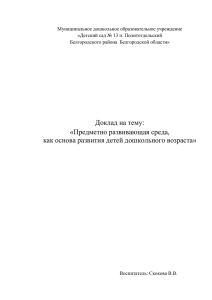 Предметно развивающая среда, как основа развития детей