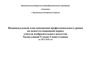 Индивидуальный план повышения профессионального уровня