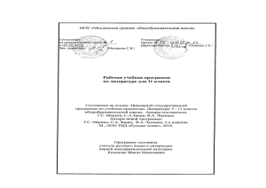 Литература 11 класс, рабочая программа