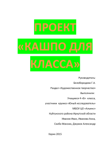 ПРОЕКТ «КАШПО ДЛЯ КЛАССА»