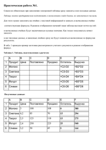 Практические работы Excel