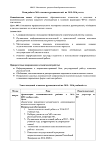 План работы школьного методического объединения классных