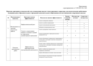 Перечень критериев для установления выплат стимулирующего