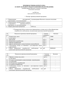 ПРОИЗВОДСТВЕННАЯ ПРОГРАММА В СФЕРЕ ХОЛОДНОГО