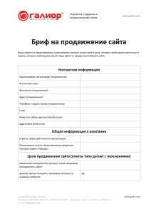 Бриф на продвижение сайта - Веб дизайн студия «Галиор