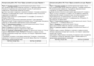 Контрольная работа №2 по обществознанию на тему \"Сфера