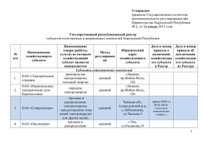 приказом Государственного агентства антимонопольного регулирования при Правительстве Кыргызской Республики Утвержден: