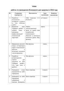 План мероприятий по проведению Всемирного Дня здоровья