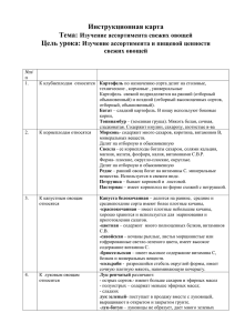 Изучение ассортимента и пищевой ценности свежих овощей