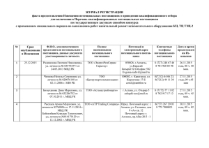 Журнал регистрации потенциальных поставщиков по