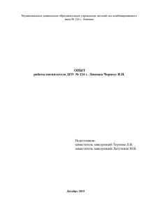 Опыт работы воспитателя ДОУ № 124 г. Липецка Черноус Н.Н.