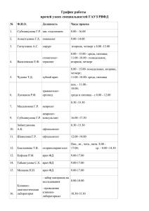 График работы врачей узких специальностей