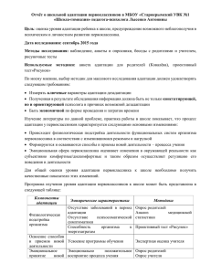 Отчёт о школьной адаптации первоклассников