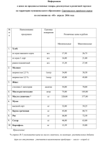 Информация о ценах на продовольственные товары