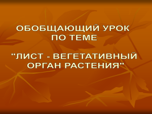 Обобщающий урок по теме Лист