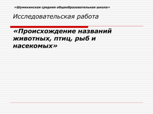 Происхождение названий животных, птиц, рыб и насекомых