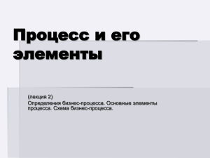 Процесс и его элементы (лекция 2) Определения бизнес-процесса. Основные элементы