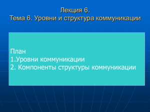 Лекция 6. Тема 6. Уровни и структура коммуникации