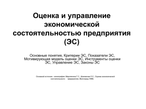 Оценка и управление экономической состоятельностью