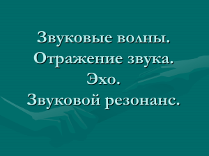 Звуковые волны. Отражение звука. Эхо. Звуковой резонанс.