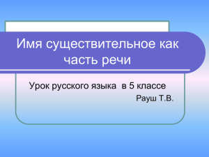 Имя существительное как часть речи Урок русского языка  в 5 классе