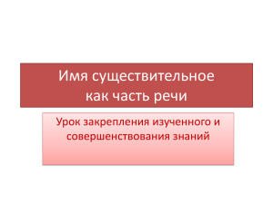 Имя существительное как часть речи Урок закрепления изученного и совершенствования знаний