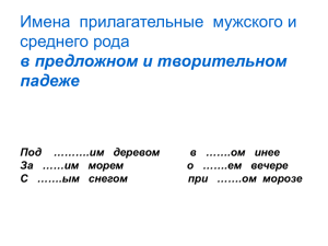 Имена прилагательные мужского и среднего рода в предложном