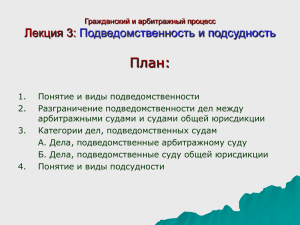 План: Лекция 3: Подведомственность и подсудность