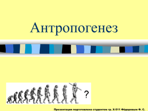 Антропогенез Презентация подготовлена студентом гр. Х-511 Фёдоровым Ф. С.