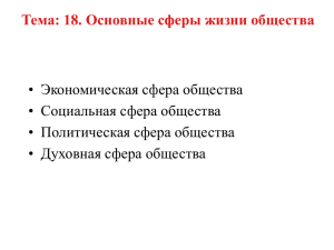 Тема 18. Основные сферы жизнедеятельности общества