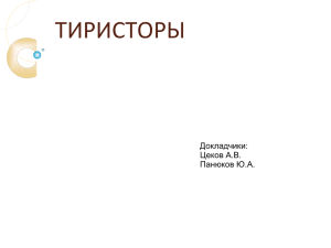 ТИРИСТОРЫ Докладчики: Цеков А.В. Панюков Ю.А.