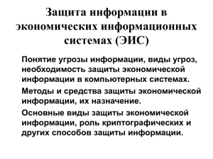 Защита информации в экономических информационных системах (ЭИС)