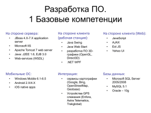 Разработка ПО. 1 Базовые компетенции На стороне клиента На стороне сервера: