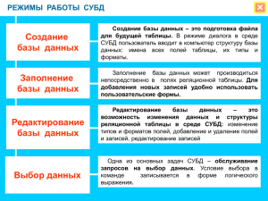 9. Режимы работы СУБД Демонстрация к лекции