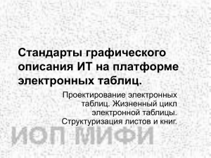 Стандарты графического описания ИТ на платформе электронных таблиц. Проектирование электронных