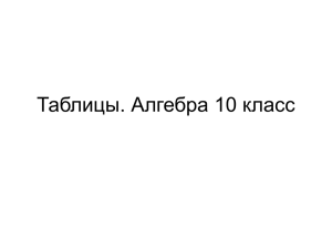 Таблицы. Алгебра 10 класс