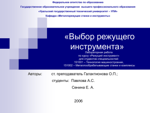 Федеральное агентство по образованию Государственное образовательное учреждение  высшего профессионального образования