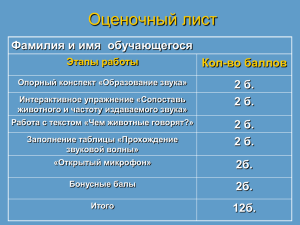 Опорный конспект «Образование звука