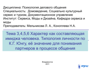 Тема 3, 4, 5,6 Характер как составляющая имиджа человека