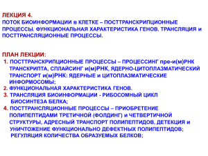 посттранскрипционные процессы. Функциональная