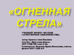 УЧЕБНЫЙ  ПРОЕКТ  ПО ТЕМЕ «АТМОСФЕРНОЕ ЭЛЕКТРИЧЕСТВО» Автор: Кравчук Анна Павловна